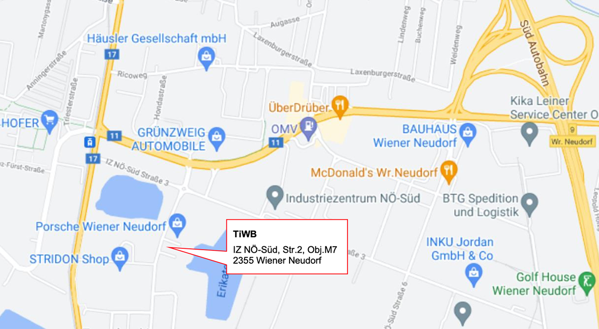 Map, TiWB, IZ NÖ-Süd, Str. 2, Obj. M7 • 2355 Wiener Neudorf